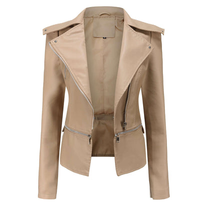 Damen Motorradjacke Slim Fit Kunstleder