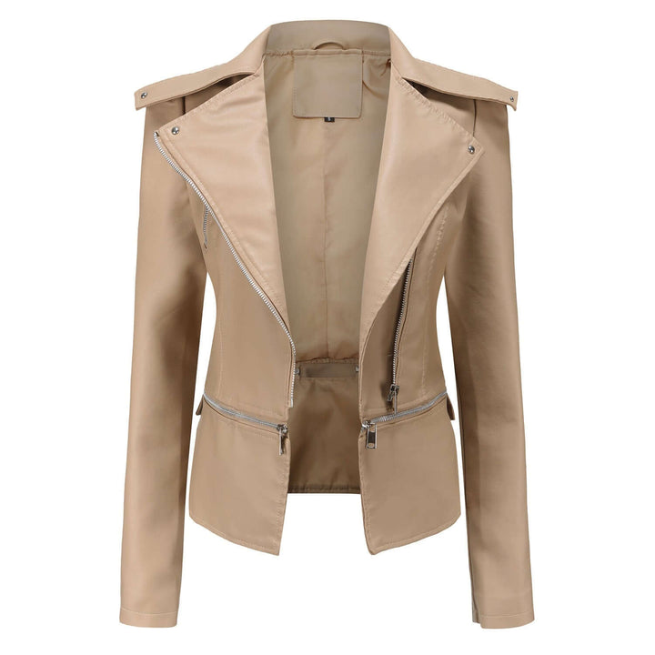 Damen Motorradjacke Slim Fit Kunstleder
