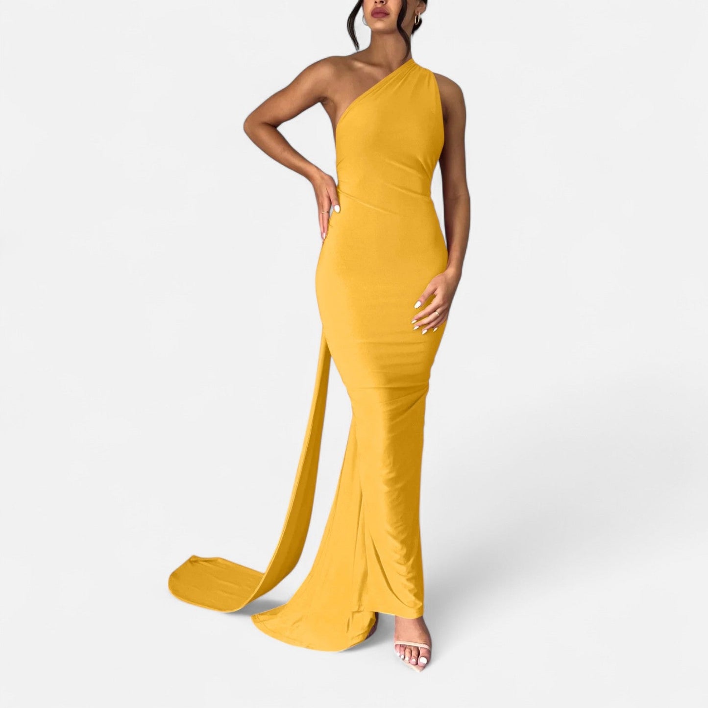 Damen Maxikleid Elegantes Schulterfrei Design