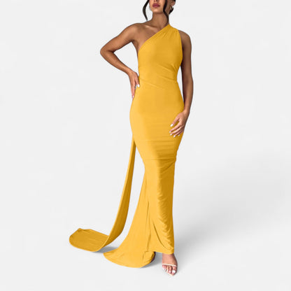 Damen Maxikleid Elegantes Schulterfrei Design