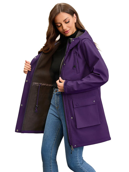 Wasserdichte Damenjacke Softshell Kapuze