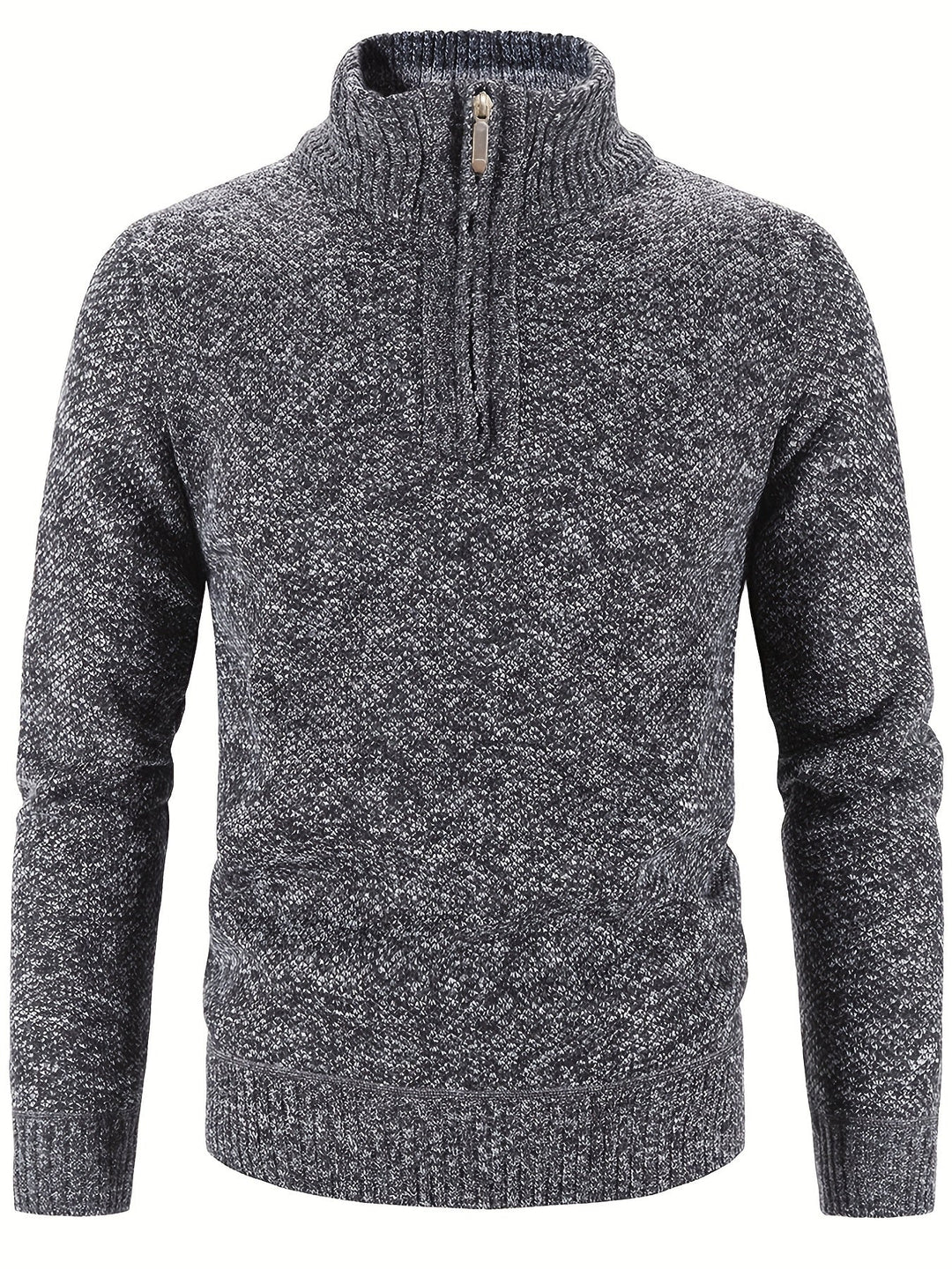 Herren Strickpullover Hochkragen Viertelzipper