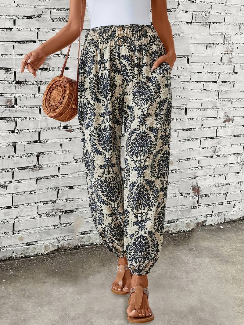 Farbenfrohe Damen-Hose mit Trend-Druck