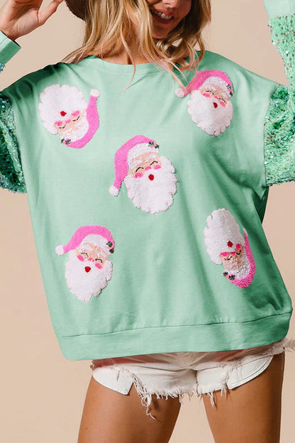 Weihnachtssweatshirt Lässig Glitzer Rundhals