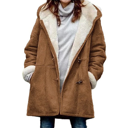 Winterjacke Damen Warm Kapuzenjacke Knöpfe