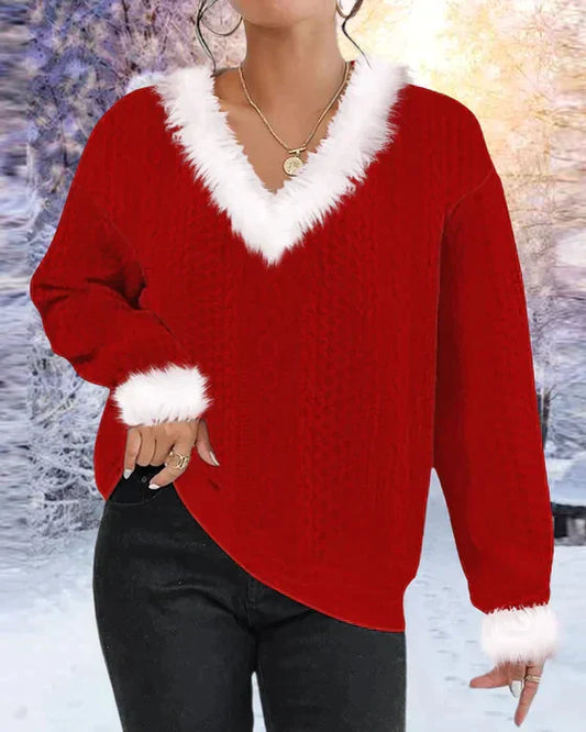 Stilvolle Pullover Damen Pelzdetail - IdealeKleiden