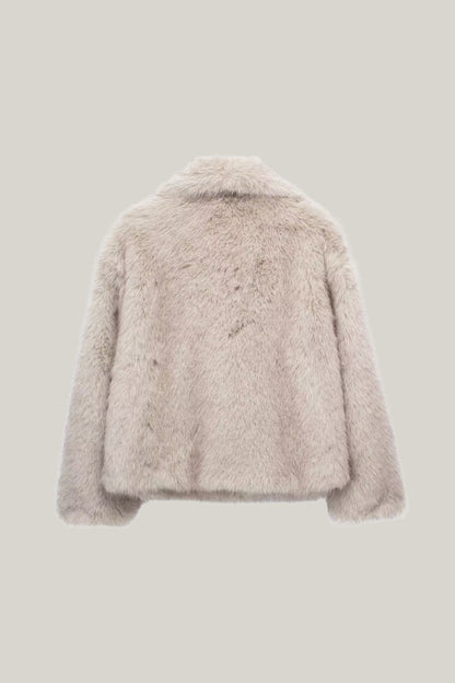 Modische Kunstfell-Jacke Damen - IdealeKleiden