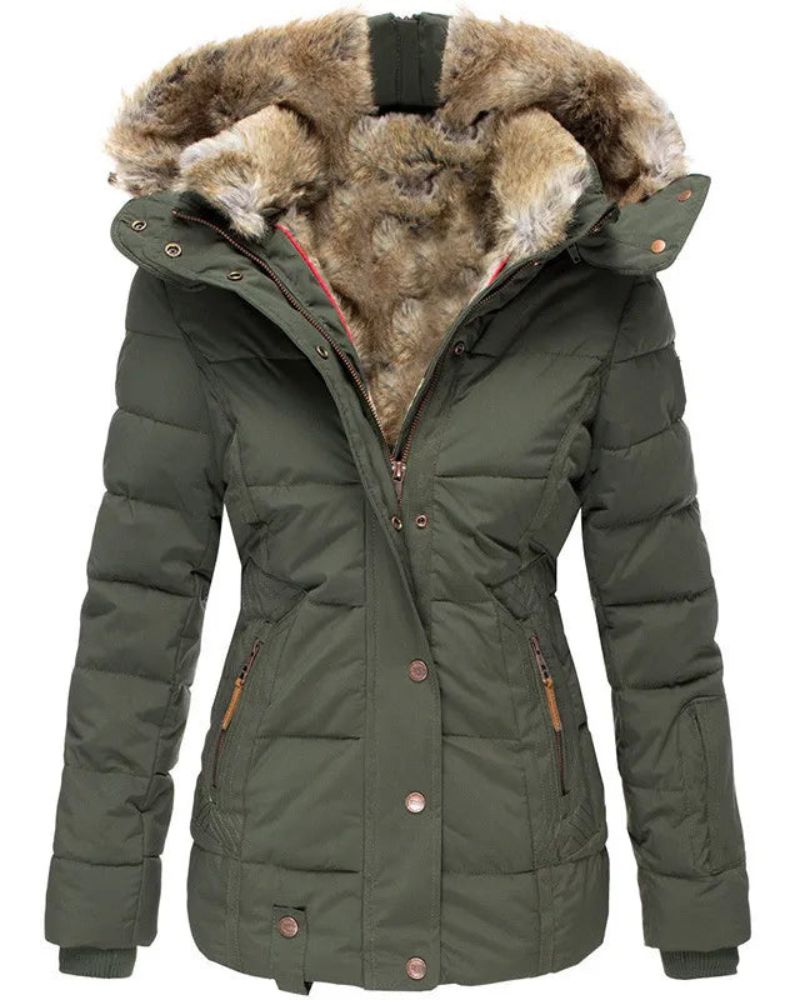 Elegante Winterjacke Mit Weichem Fellfutter