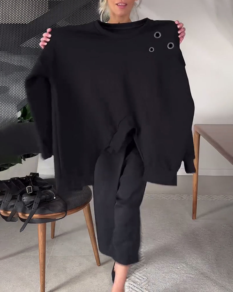 Klassisches Sweatshirt Rundhals Unifarben