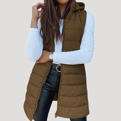 Warme Steppweste Damen Winter Kapuze