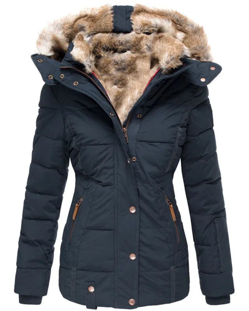 Wintermantel Damen Fellfüllung Warm