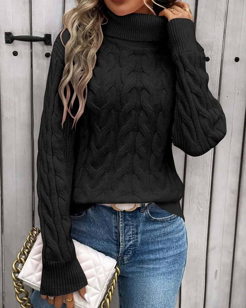Kabelstrick Pullover Modern Langarm