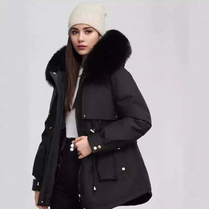 Damen Wintermantel Kunstpelz Kragen Stylish