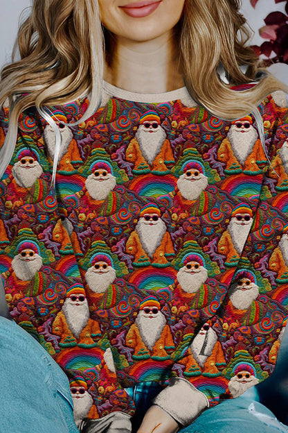 Weihnachts-Pullover Langarm Kontrastfarben Bedruckt