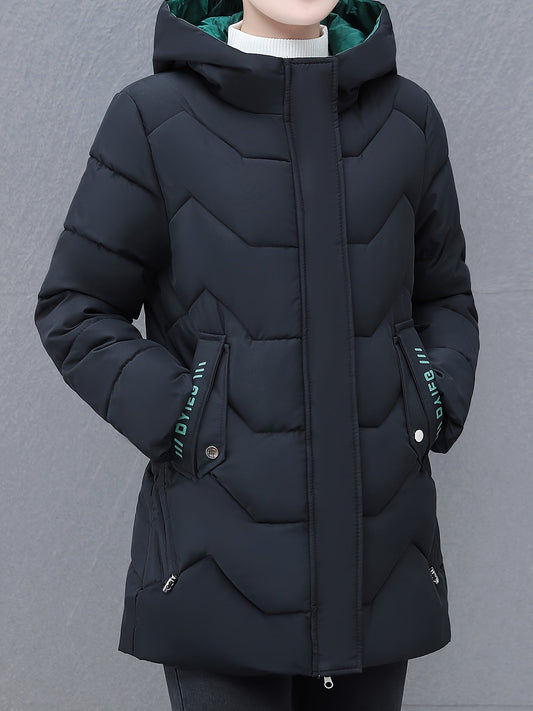 Damen Winterjacke Mittellang Gepolstert Warm - IdealeKleiden
