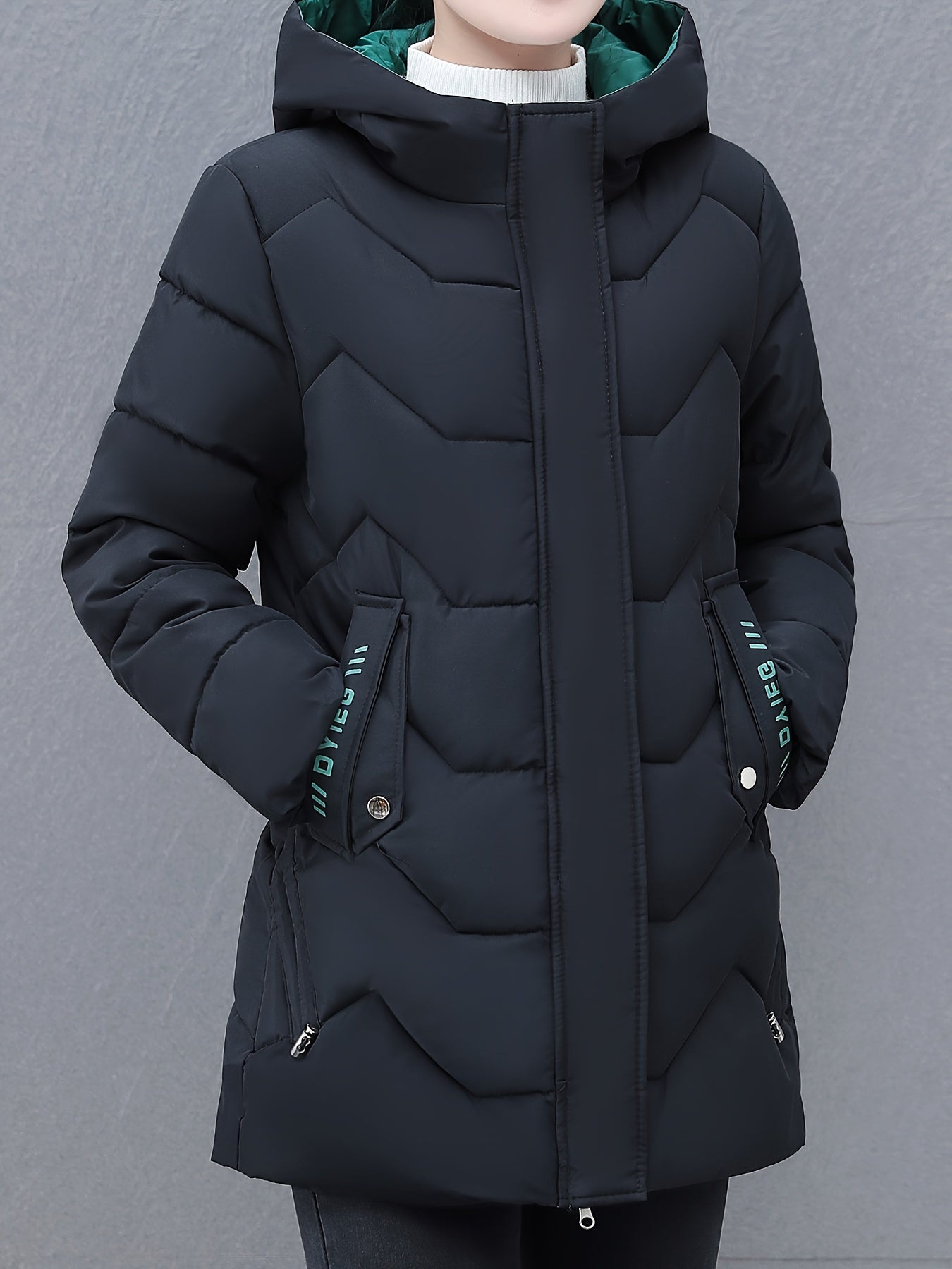 Damen Daunenjacke Lang Kapuze Warm