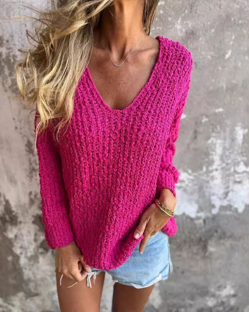 Kuscheliger Häkelpullover Langärmlig Modern - IdealeKleiden