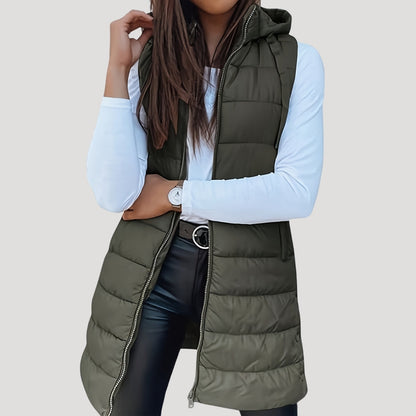 Warme Steppweste Damen Winter Kapuze