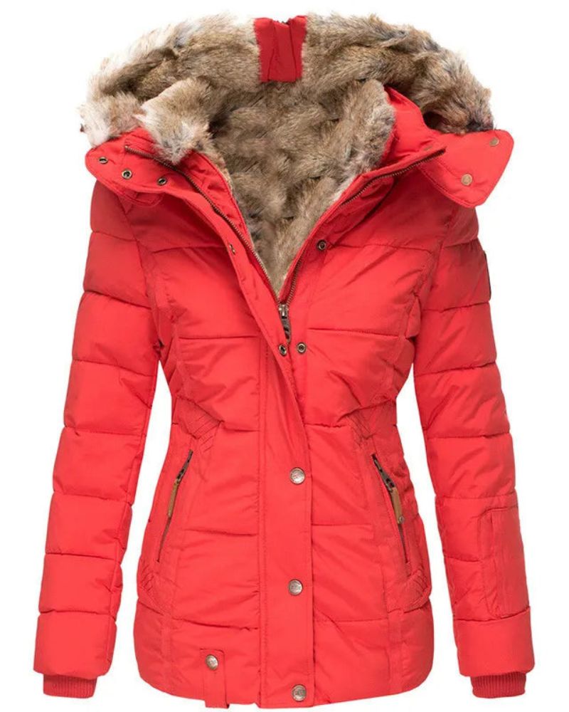 Elegante Winterjacke Mit Weichem Fellfutter