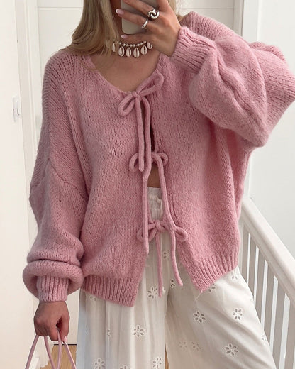 Strickjacke Damen Lazy Chic Schnüren