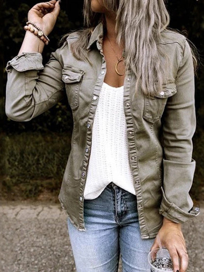 Vintage Denimjacke Trendy Frauen