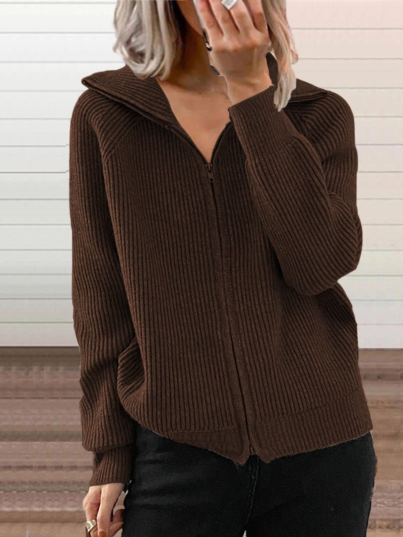 Bequeme Baumwolljacke Zip-Up Strickpullover