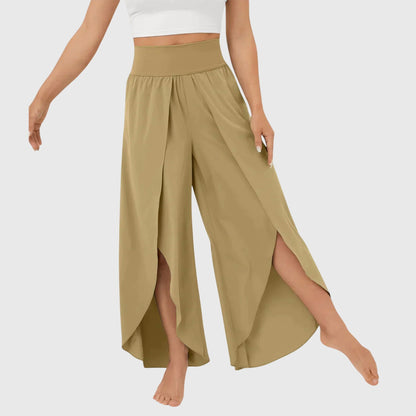 Damen Boho-Hose Weit Bequem Schlitz