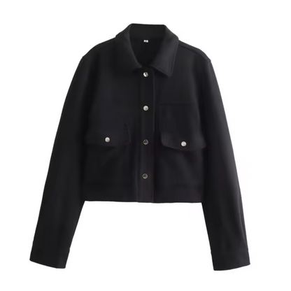 Schicke Damenjacke Mit Knöpfen und Vordertaschen
