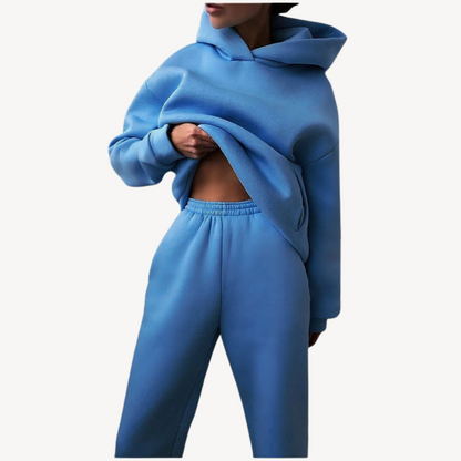 Damenschwarz Hoodie Jogging Set Sportlich