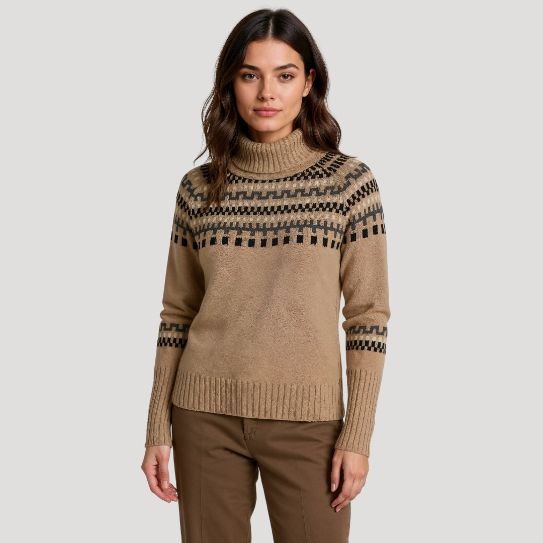 Damen Frühlingspullover Rollkragen Strick Design - IdealeKleiden