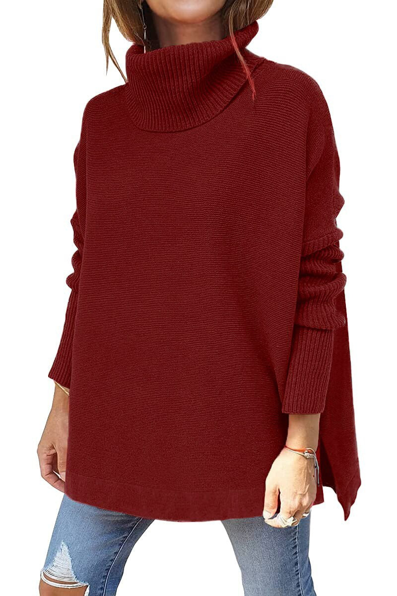 Damen Pullover Bequem Rollkragen Herbst