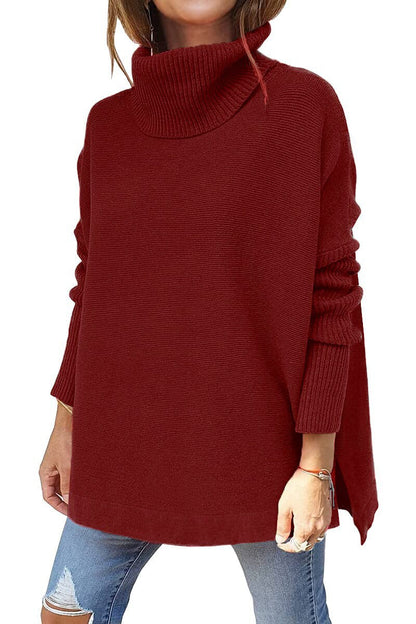 Damen Pullover Bequem Rollkragen Herbst