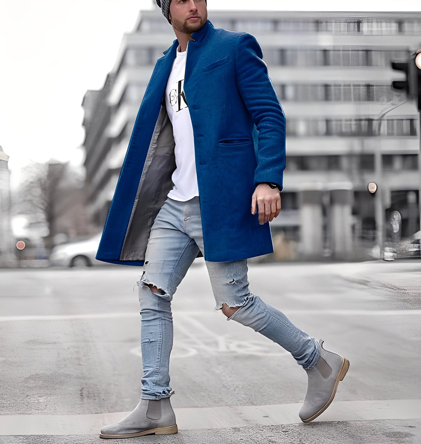 Stylisher Wollmantel Herren Lang