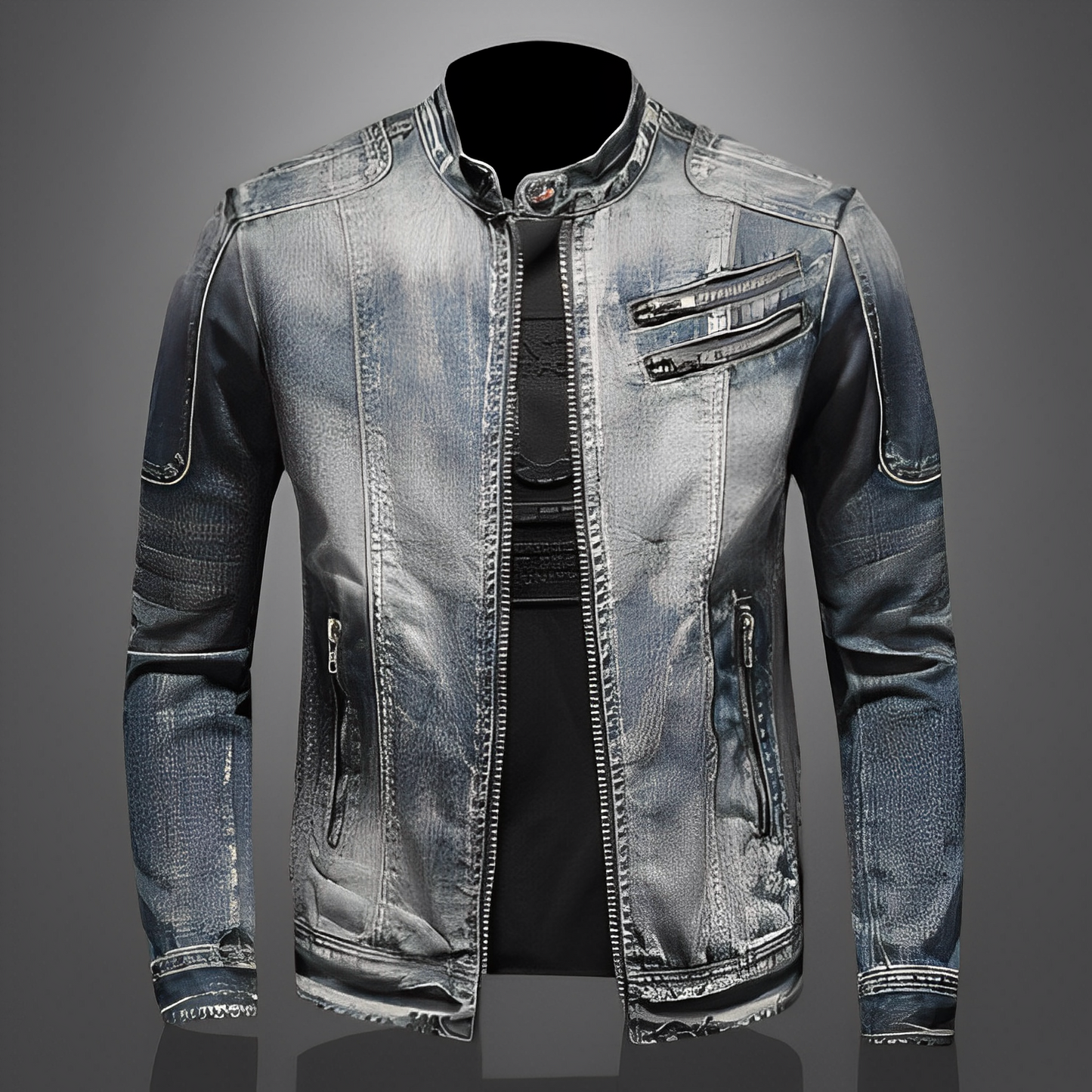 Männer Jeansjacke Modern Mit Taschen