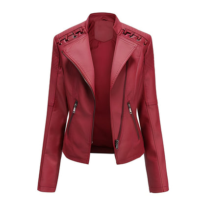 Stilvolle Damen Lederjacke Kurz Elegant