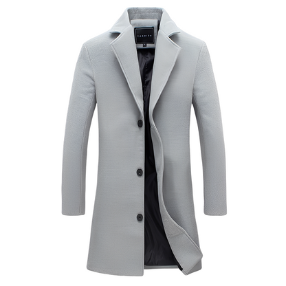 Eleganter Herren Wintermantel Wolle Schwarz