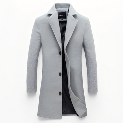 Eleganter Herren Wollmantel Formal Schwarz