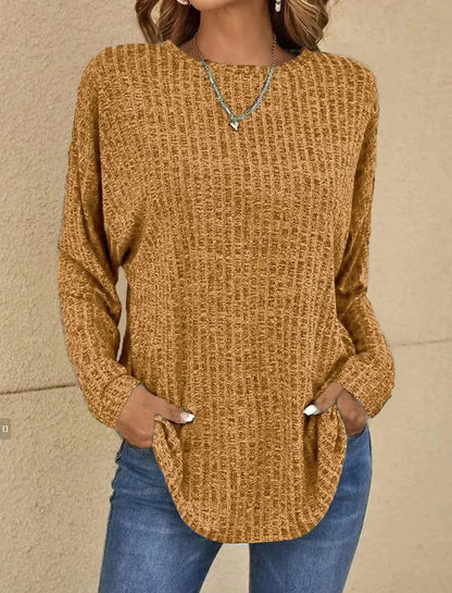 Weiche Strickpullover Damen Lässig Bequem Langarm