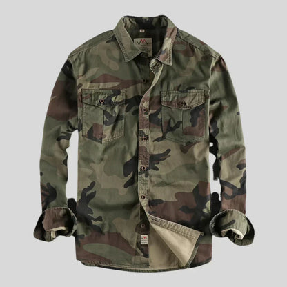 Herren Overshirt Camo Langarm mit Knöpfen