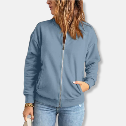 Leichte Jacke Mit Reißverschluss Und Rippkante Lässig