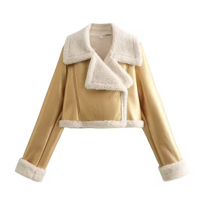 Stylische Lederjacke Damen Kurz