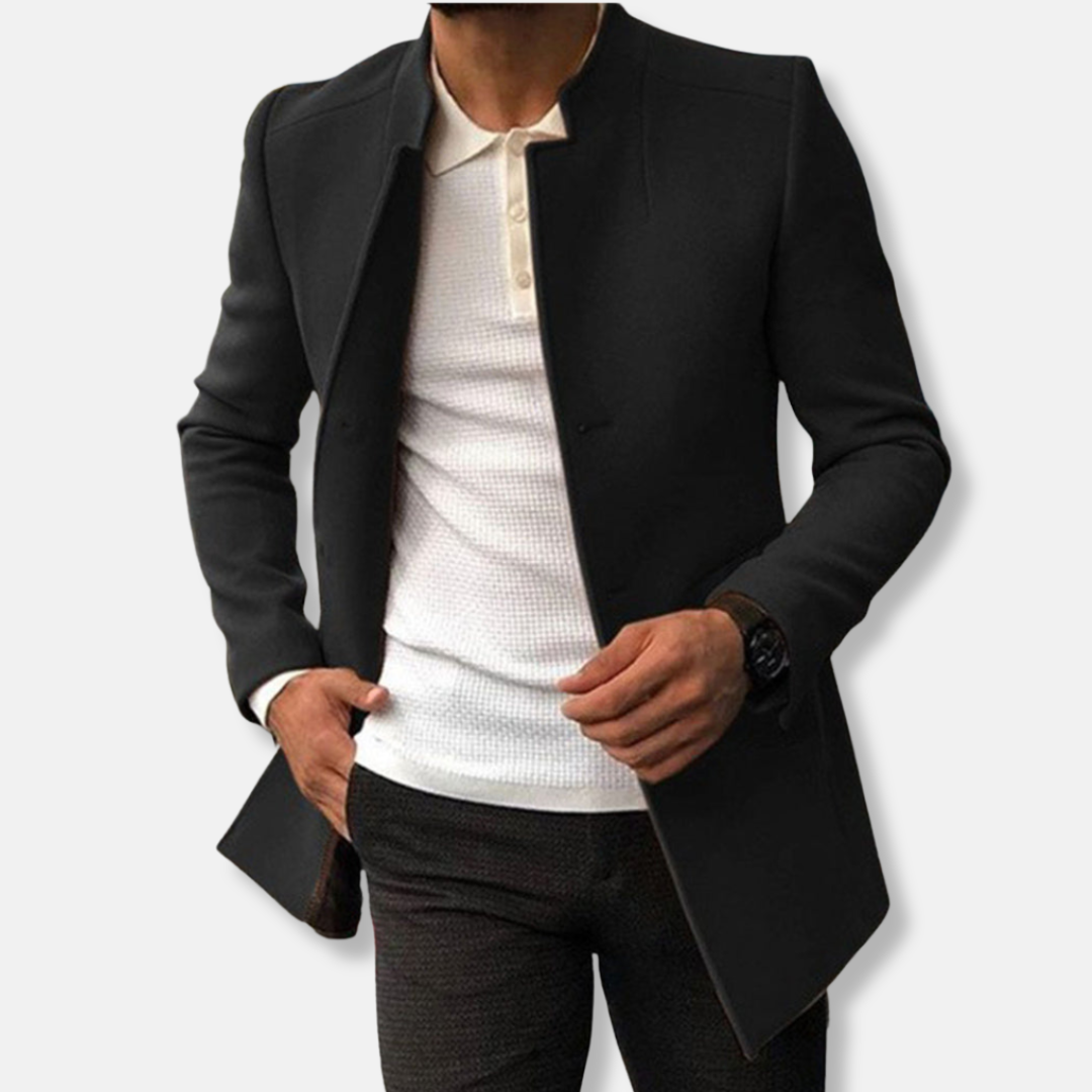 Slim Fit Kleid Wollmischung Kragenlos Hüftlang