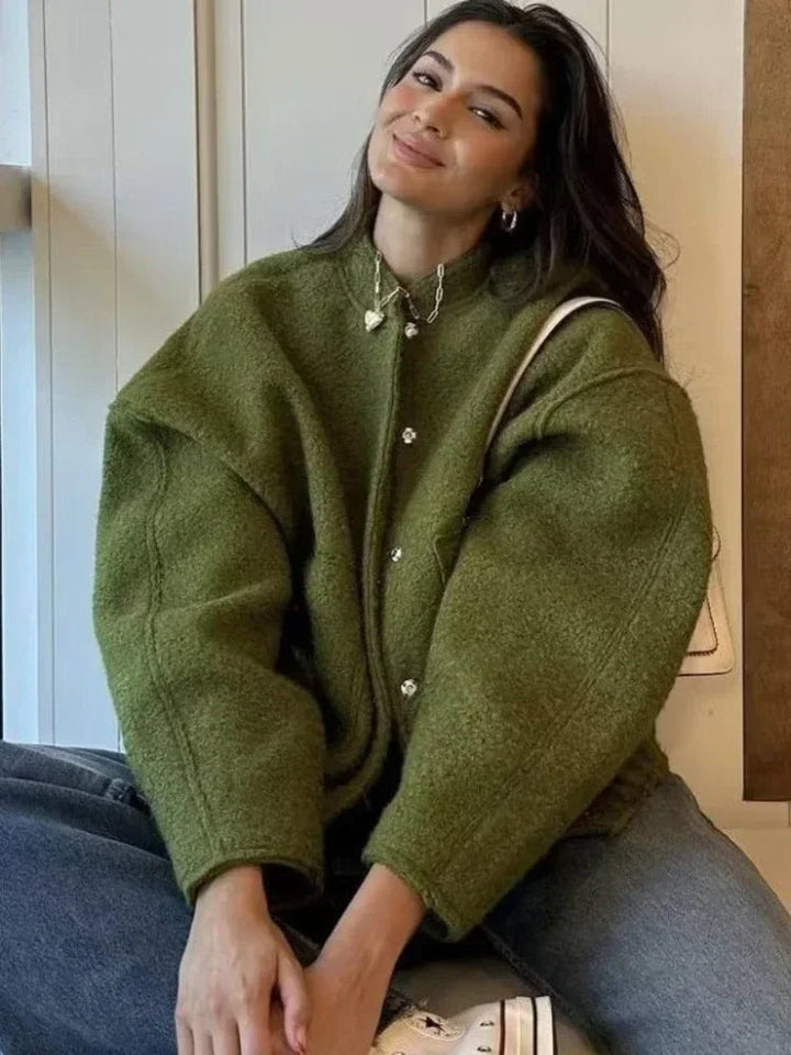 Übergroße Flauschjacke Mit Taschen Damen - IdealeKleiden