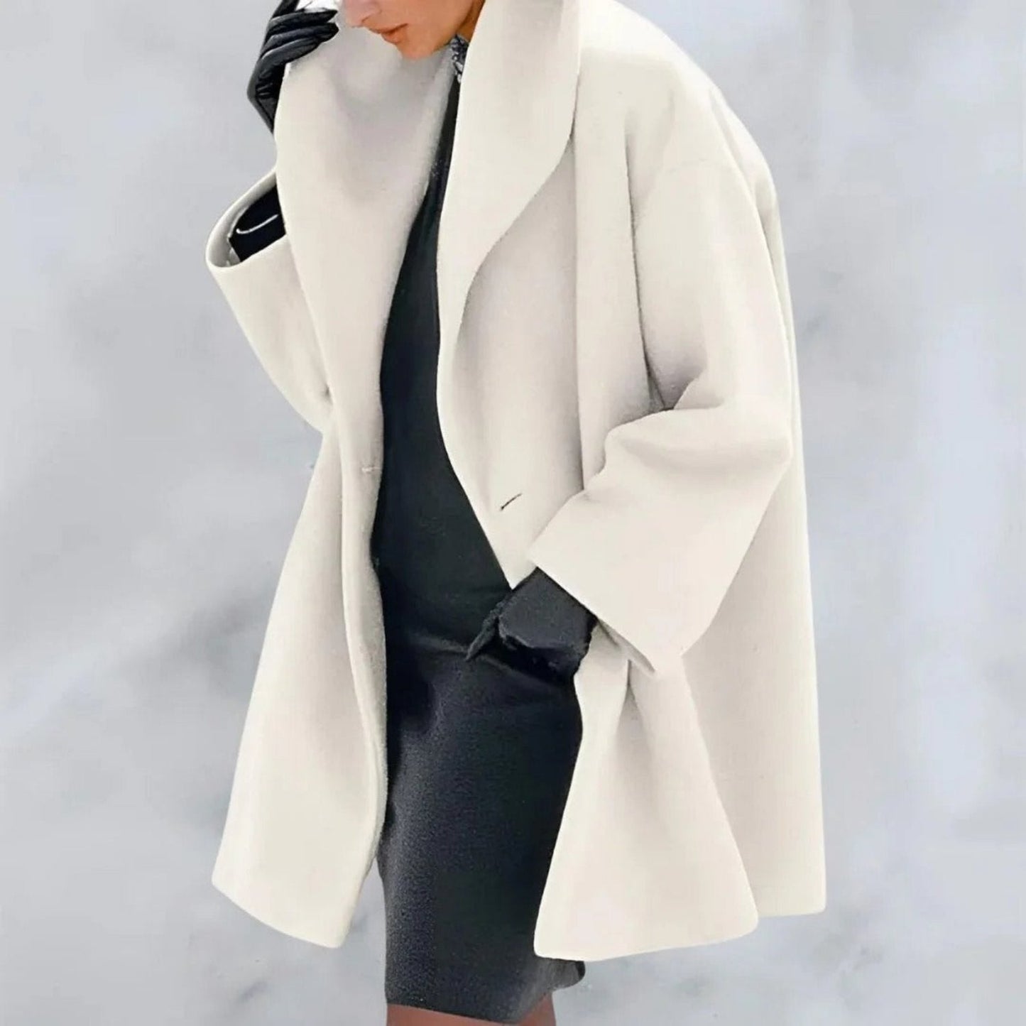 Eleganter Wintermantel Lang Damen Mantel Knopfverschluss