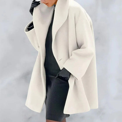Eleganter Wintermantel Lang Damen Mantel Knopfverschluss