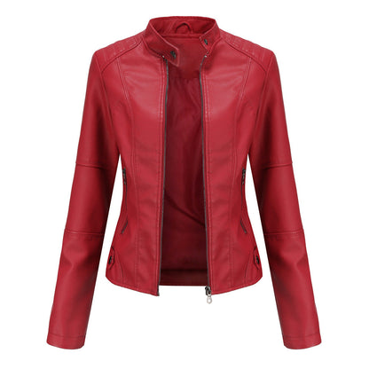 Modische Lederjacke Damen Slim Fit