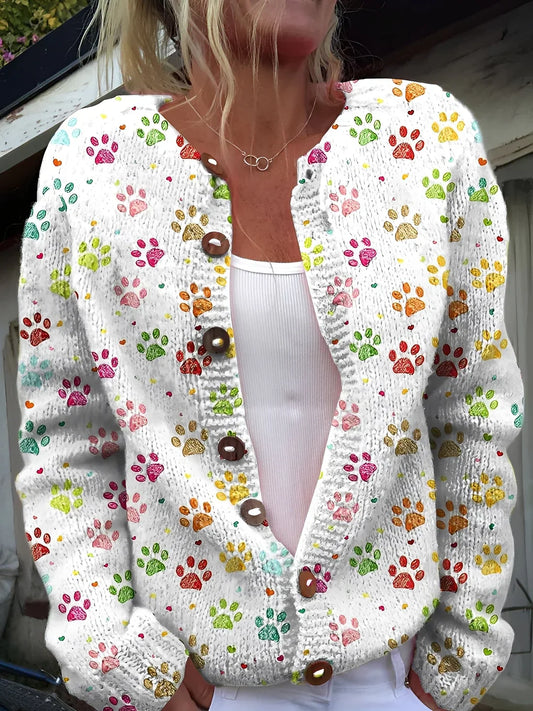 Damen Strickjacke Blumenmuster Elegant - IdealeKleiden