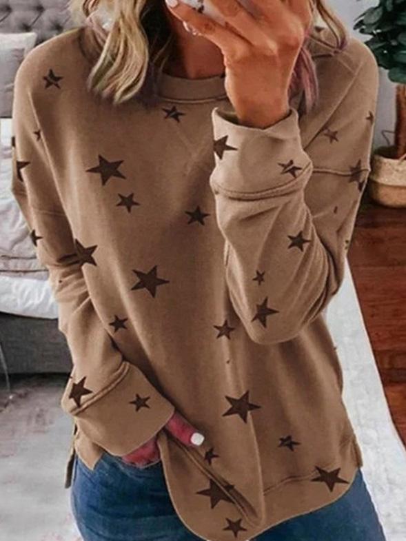 Warmes Winterkleid | Stern-Motiv Rundhals Pullover Damen