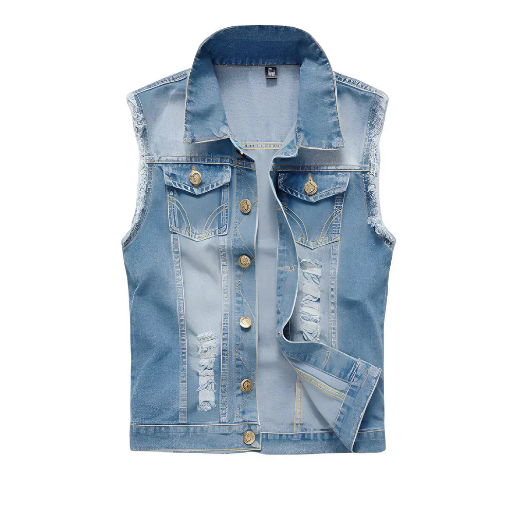 Herren Jeansweste Retro Style mit Taschen - IdealeKleiden