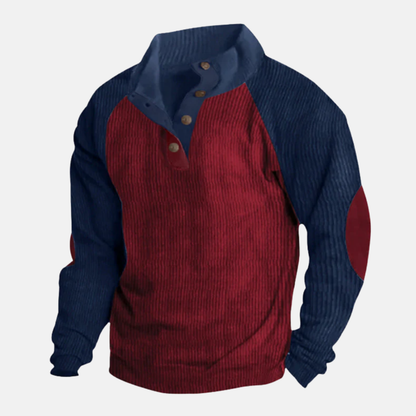 Bequemer Pullover mit Ripp Ärmeln und Stehkragen